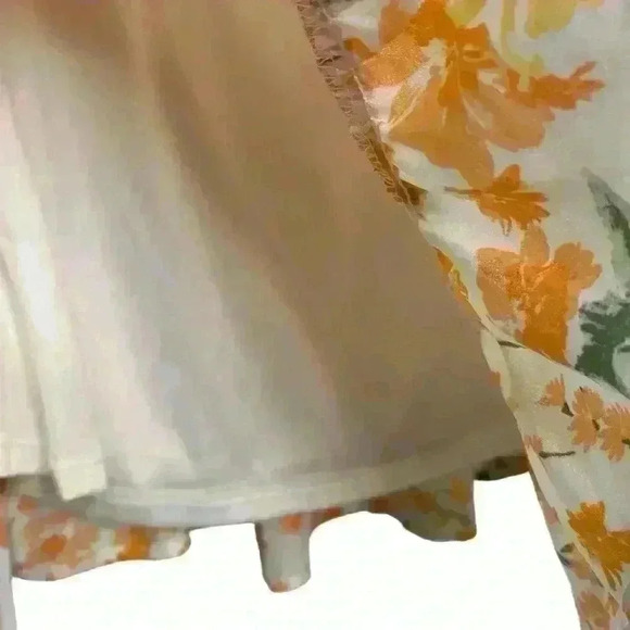 Sienna Sky Tangerine,  floral, scoop neck to tie, flowy, Mini Dress. Size Medium - Picture 5 of 8
